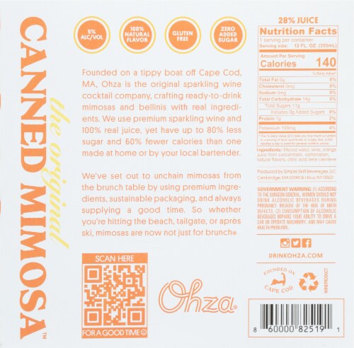 Ohza Classic Mimosa Sparkling Wine Perspective: bottom