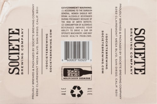 Societe Brewing Company The Pupil IPA Beer Perspective: bottom