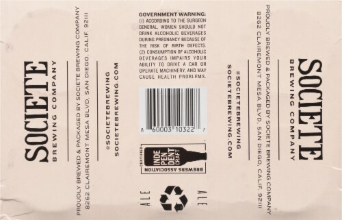 Societe Brewing Company The Coachman Session IPA Beer Perspective: bottom