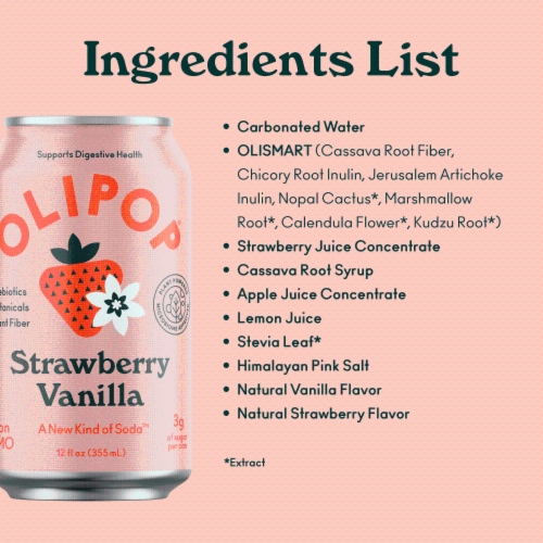 Olipop® Strawberry Vanilla Soda Cans Perspective: bottom