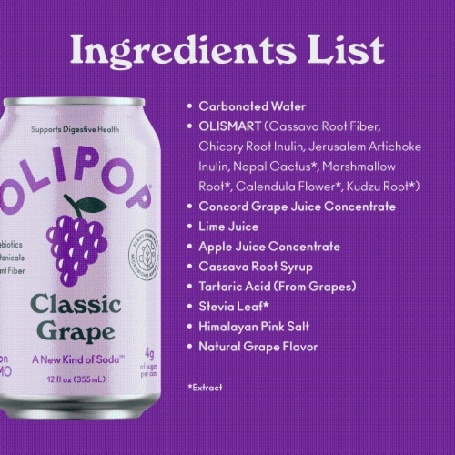 Olipop® Classic Grape Soda Can Perspective: bottom