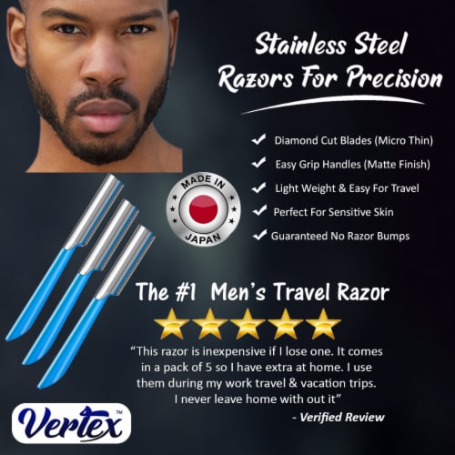 Beard Mustache Straight Edge Razor Mens Beards Shaping Tool Eyebrow Men Travel Mustaches 3Pc Perspective: bottom