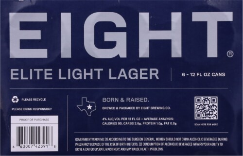 Eight® Elite Light Lager Beer Perspective: bottom