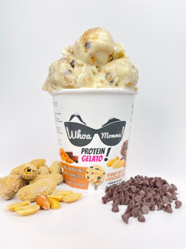 Whoa Momma! Peanut Butter Chocolate Chip Protein Gelato Pint Perspective: bottom