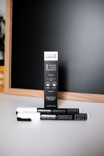 Erasable Liquid Chalk Markers White 2PK | Fine Tip Chalk Marker for Chalkboard Perspective: bottom
