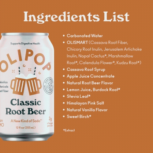Olipop® Classic Root Beer Soda Can Perspective: bottom