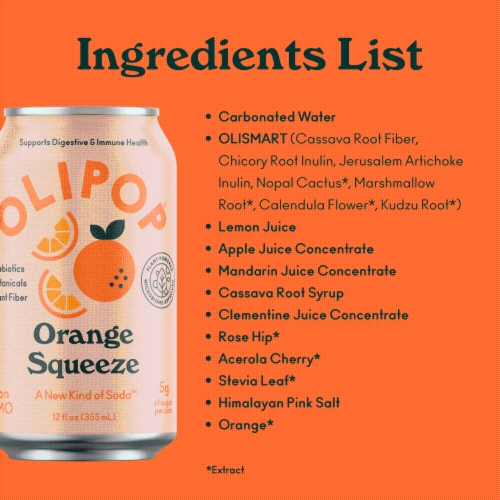 Olipop® Orange Squeeze Soda Can Perspective: bottom