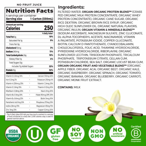 Orgain Organic Nutritional 16g Grass Fed Protein Shake Drink, Sweet Vanilla Bean Perspective: bottom