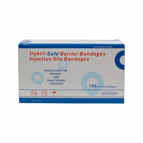 Inject-Safe™ White Film Foam Adhesive Barrier Strip Sterile 1-3/8 Inch Diameter Bandages Perspective: bottom