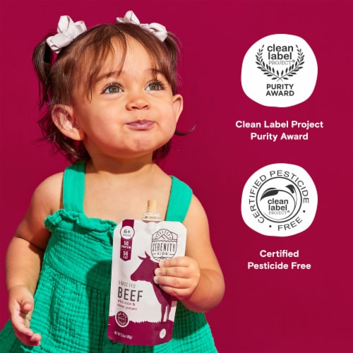 Serenity Kids Grass Fed Beef with Organic Kale & Sweet Potato Baby Food Pouch - 3.5oz Perspective: bottom