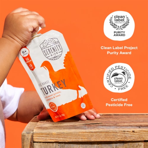 Serenity Kids Free Range Turkey with Organic Sweet Potato, Pumpkin, & Beet Pouch, 3.5oz Perspective: bottom
