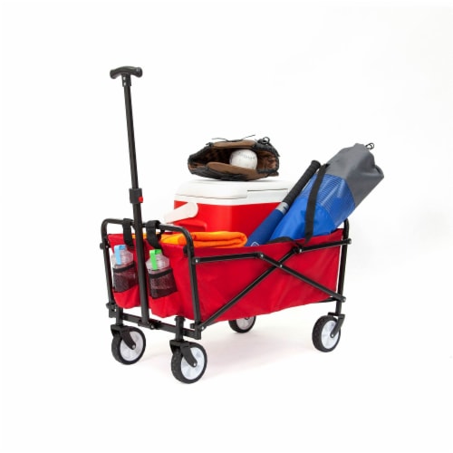 Seina Steel Compact Collapsible Folding Outdoor Portable Utility Cart - Red Perspective: bottom