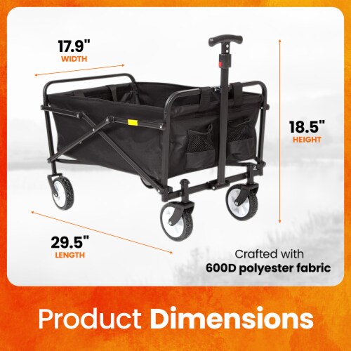 Seina Heavy Duty Compact Collapsible Outdoor Garden Camping Utility Wagon - Black Perspective: bottom