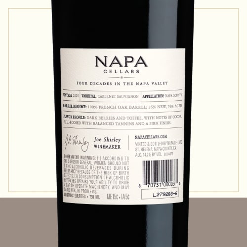 Napa Cellars Cabernet Sauvignon California Red Wine 750 ml Perspective: bottom