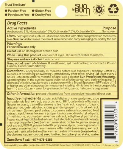 Sun Bum® SPF30 Watermelon Sunscreen Lip Balm Perspective: bottom