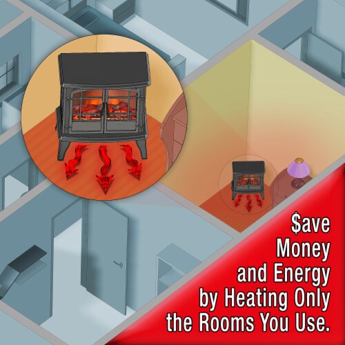 Pleasant Hearth Curved Front Infrared Panoramic Electric Stove - Black Perspective: bottom