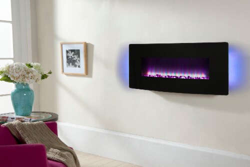 Muskoka Curved Front Wall Mount Electric Glass Fireplace - Black Perspective: bottom