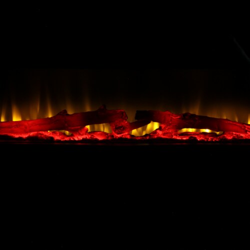 Muskoka Curved Front Wall Mount Electric Fireplace with Black Glass Perspective: bottom