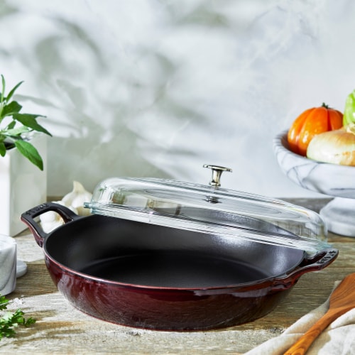 Staub Cast Iron 3.5-qt Braiser with Glass Lid - Grenadine Perspective: bottom