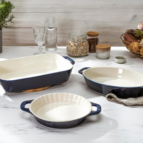 Staub Ceramics 3 pc Mixed Baking Dish Set Dark Blue 3 pc Fred