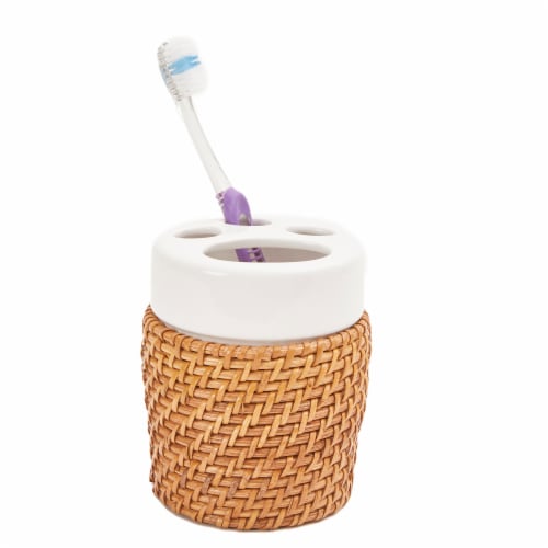 Bathroom Toothbrush Holder Woven Rattan Brown Hana 701036 Perspective: bottom