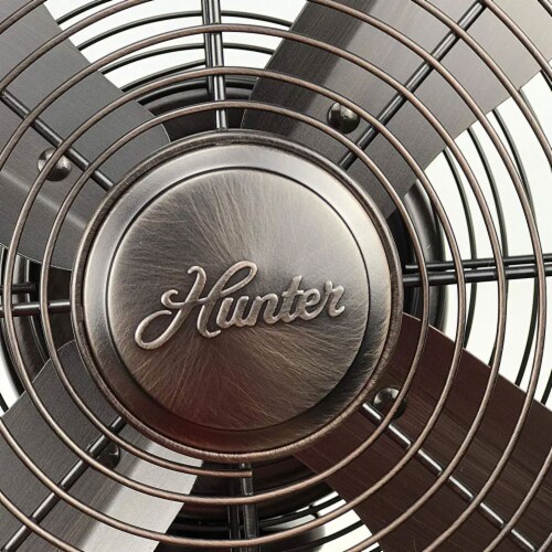 Hunter 90407 12  All Metal Retro Oscillating Table Fan w/ 3 Speeds, Onyx Copper Perspective: bottom