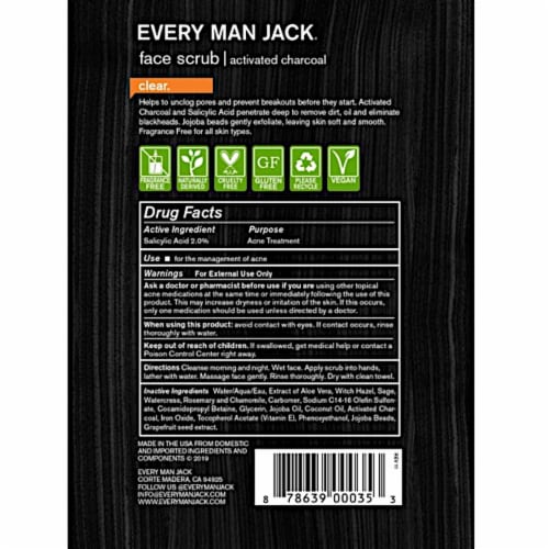 Every Man Jack® Activated Charcoal Face Scrub Perspective: bottom