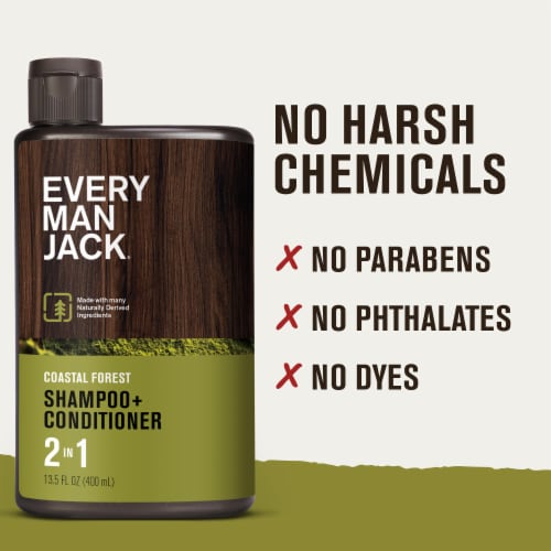 Every Man Jack Mens Daily 2 in 1 Shampoo and Conditioner, Coastal Forest Perspective: bottom
