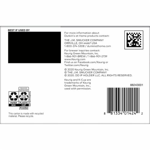 Dunkin'® White Chocolate Peppermint K-Cup® Coffee Pods Perspective: bottom