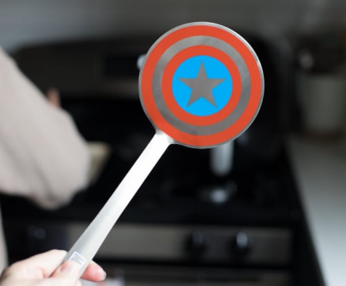Marvel Captain America Shield Colored Flat Stainless Steel Wide Head Spatula Perspective: bottom