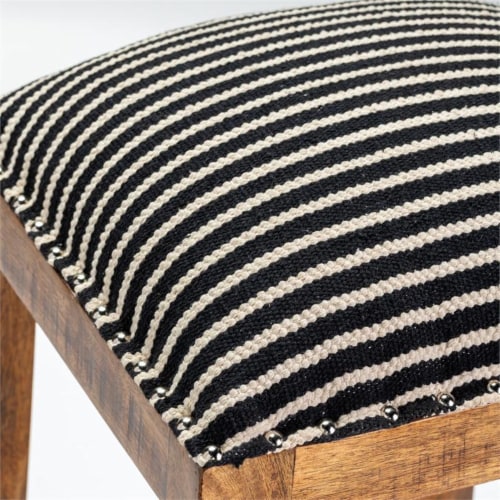 Evolution by Crestview Milly Wood Striped Barstool in Black and White Perspective: bottom