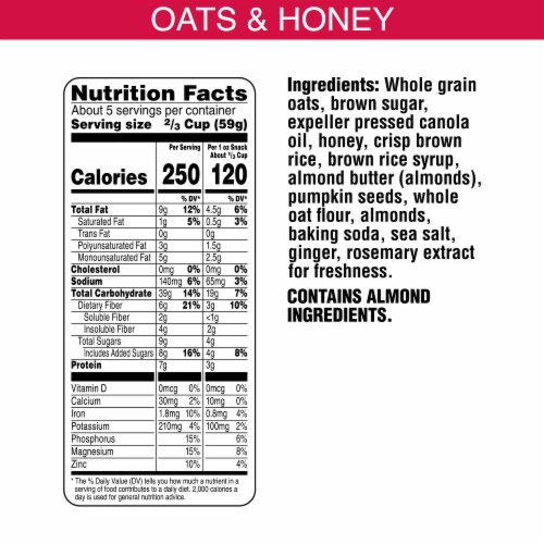 Bear Naked Granola Cereal Oats and Honey, Whole Grain Granola, 11 oz Perspective: bottom