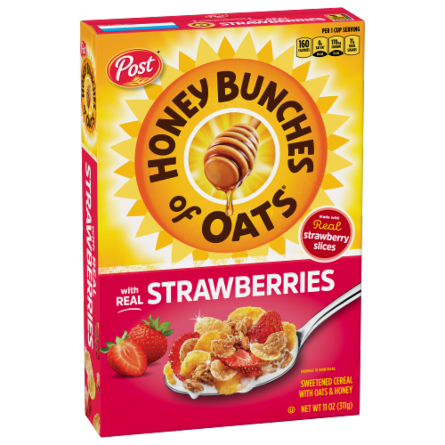 Post Honey Bunches of Oats with Strawberries Breakfast Cereal Perspective: bottom