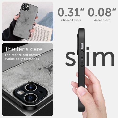 Alpha Digital Luxury Soft Texture Deer Patterned Cloth Protective Case - iPhone14 / 14Plus Perspective: bottom