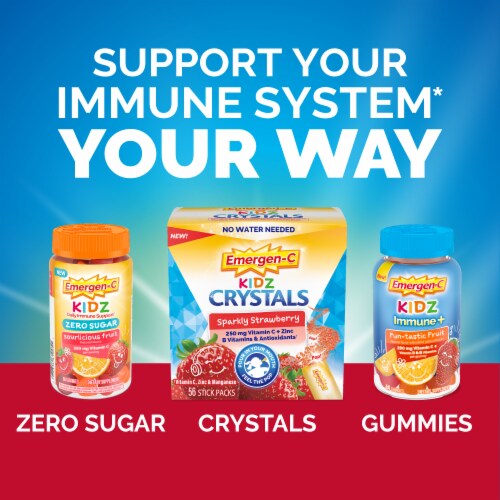 Emergen-C Kids Immune+ Fun-tastic Fruit Immune Support Gummies Perspective: bottom