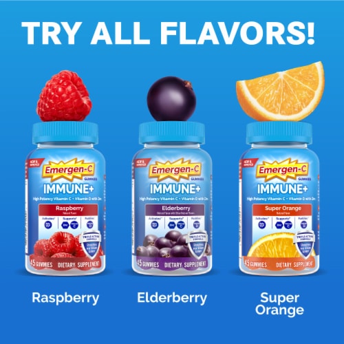 Emergen-C Immune+ Triple Action Super Orange Immune Support Gummies Perspective: bottom