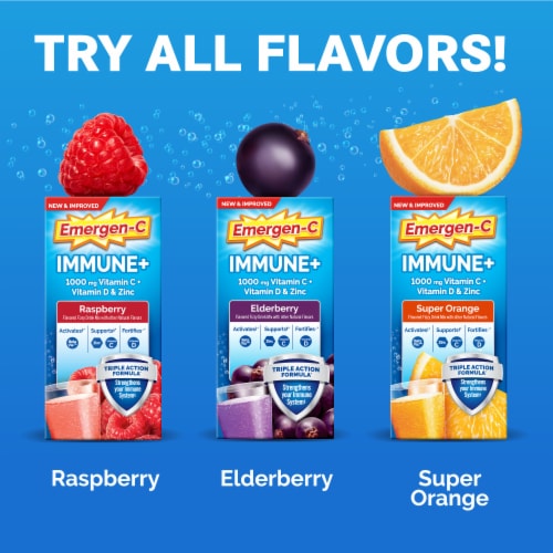 Emergen-C Immune+ Triple Action Super Orange Immune Support Vitamin C Powder Perspective: bottom