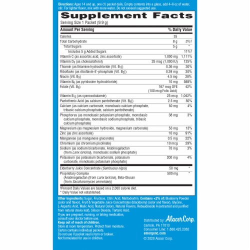 Emergen-C Immune+ Elderberry Fizzy Drink Mix Perspective: bottom