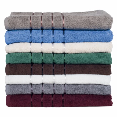 Lavish Home 8 Piece 100% Cotton Plush Bath Towel Set - Green Perspective: bottom