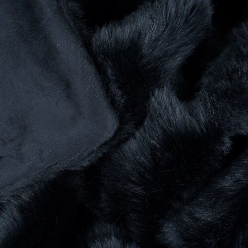 Lavish Home Luxury Long Haired Faux Fur Throw - Black Perspective: bottom
