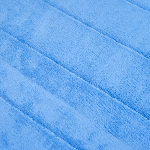 Lavish Home 2 Piece Memory Foam Striped Bath Mat Set - Blue Perspective: bottom