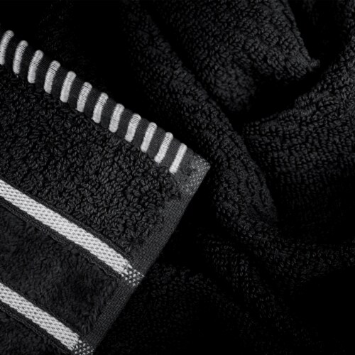 Lavish Home 100% Cotton Rice Weave 6 Piece Towel Set - Black Perspective: bottom