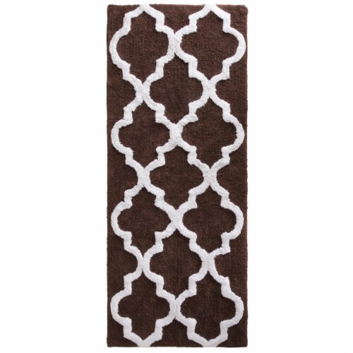 Lavish Home 67-0029-C 24 x 60 in. 100 Percent Cotton Trellis Bathroom Mat - Chocolate Perspective: bottom