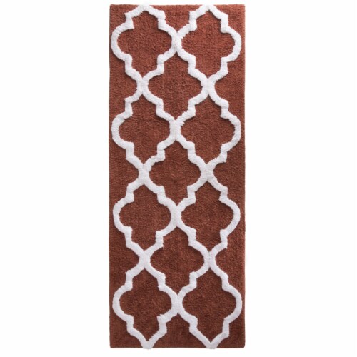 Lavish Home 67-0029-BR 24 x 60 in. 100 Percent Cotton Trellis Bathroom Mat - Brick Perspective: bottom
