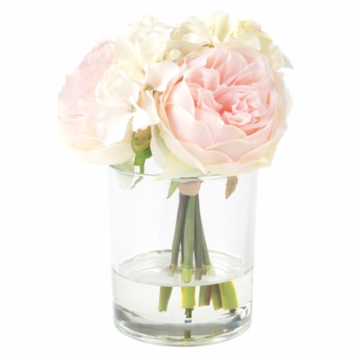 Pure Garden Hydrangea and Rose Floral Arrangement &#150; Pink and Cream Perspective: bottom