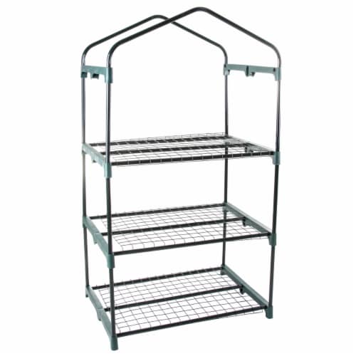 Pure Garden 50-176-3GH 27.5 x 19 x 50 in. 3 Tier Mini Greenhouse with Cover , Green Perspective: bottom
