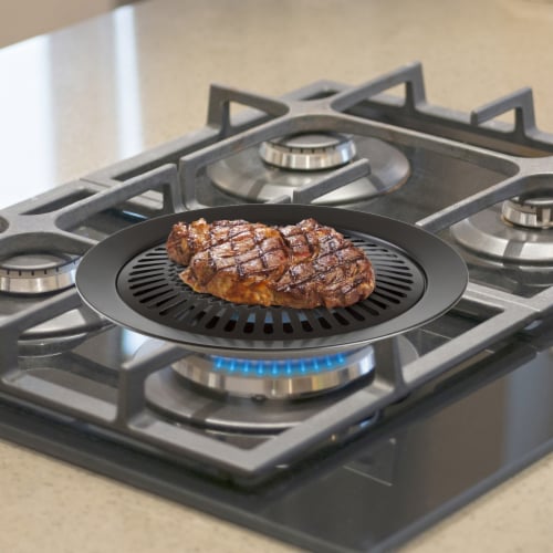 Kitchen + Home Stove Top Smokeless Grill Indoor Korean BBQ Grill Pan,-  Stainless Steel with Double Coated NonStick Surface with Bonus Stove Top  Gas