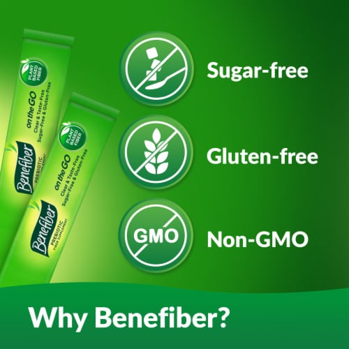 Benefiber On the Go Prebiotic Fiber Digestive Health Supplement Powder Perspective: bottom