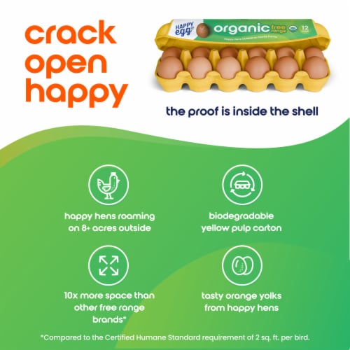 Happy Egg Co.® Organic Free Range Large Brown Eggs Perspective: bottom
