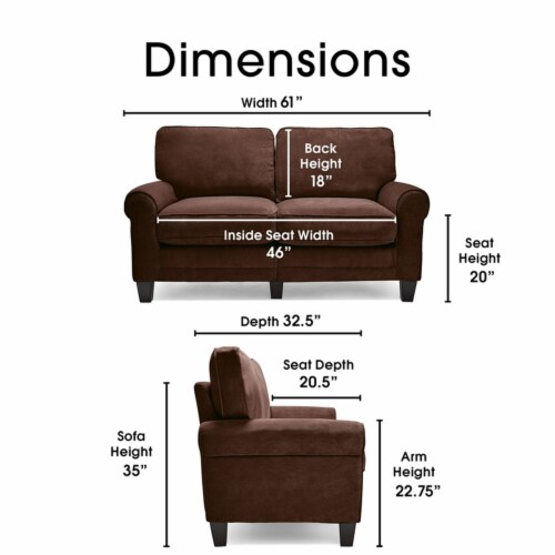 Serta Copenhagen 61 Loveseat Brown Perspective: bottom
